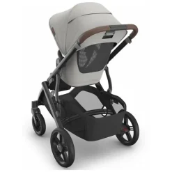 Uppababy - Carrinho Vista V3, Savannah (Jacquard cinza pérola/estrutura de carbono/couro castanho)