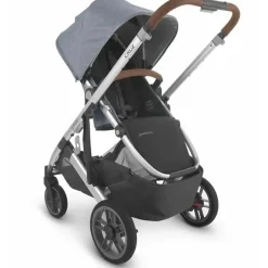 Uppababy - Cruz Stroller V2, Gregory (Azul Melange/Prata/Couro Saddle)