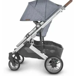 Uppababy - Cruz Stroller V2, Gregory (Azul Melange/Prata/Couro Saddle)
