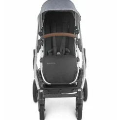 Uppababy - Cruz Stroller V2, Gregory (Azul Melange/Prata/Couro Saddle)