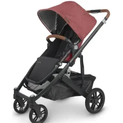 Uppababy - Cruz V2 Stroller, Lucy (Rosewood Mélange/Estrutura de Carbono/Couro Saddle)