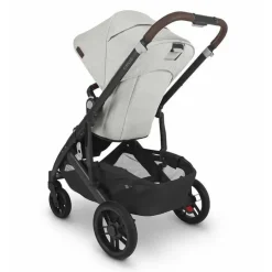 Uppababy - Cruz V2 Stroller, Anthony (Carbono/Couro Castanho/Branco e Chenille Cinza)