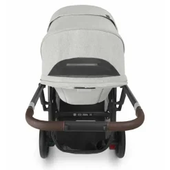 Uppababy - Cruz V2 Stroller, Anthony (Carbono/Couro Castanho/Branco e Chenille Cinza)