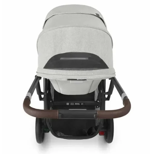 Uppababy - Cruz V2 Stroller, Anthony (Carbono/Couro Castanho/Branco e Chenille Cinza)