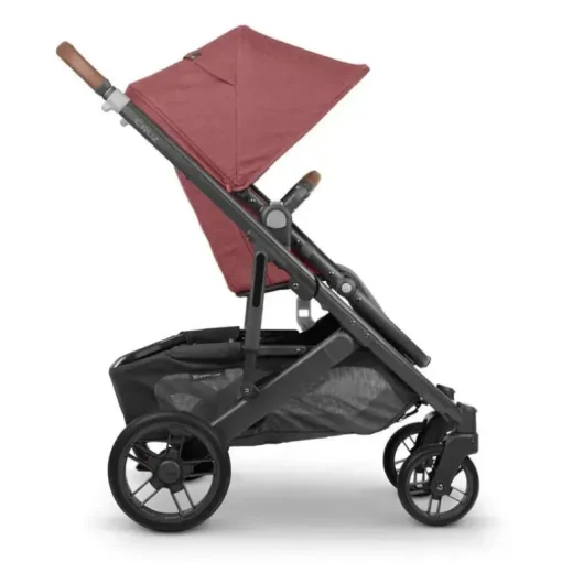 Uppababy - Cruz V2 Stroller, Lucy (Rosewood Mélange/Estrutura de Carbono/Couro Saddle)