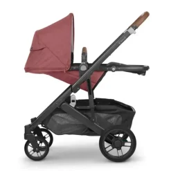 Uppababy - Cruz V2 Stroller, Lucy (Rosewood Mélange/Estrutura de Carbono/Couro Saddle)