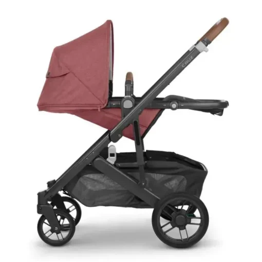 Uppababy - Cruz V2 Stroller, Lucy (Rosewood Mélange/Estrutura de Carbono/Couro Saddle)