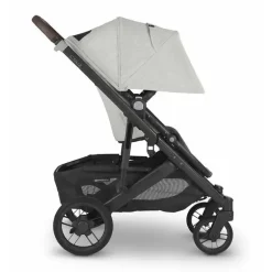 Uppababy - Cruz V2 Stroller, Anthony (Carbono/Couro Castanho/Branco e Chenille Cinza)