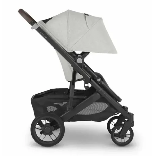 Uppababy - Cruz V2 Stroller, Anthony (Carbono/Couro Castanho/Branco e Chenille Cinza)