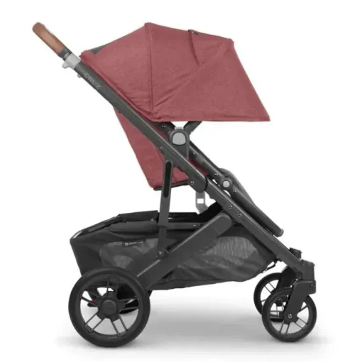 Uppababy - Cruz V2 Stroller, Lucy (Rosewood Mélange/Estrutura de Carbono/Couro Saddle)