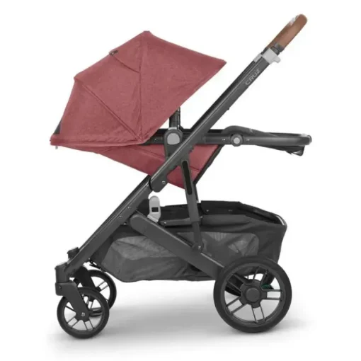 Uppababy - Cruz V2 Stroller, Lucy (Rosewood Mélange/Estrutura de Carbono/Couro Saddle)