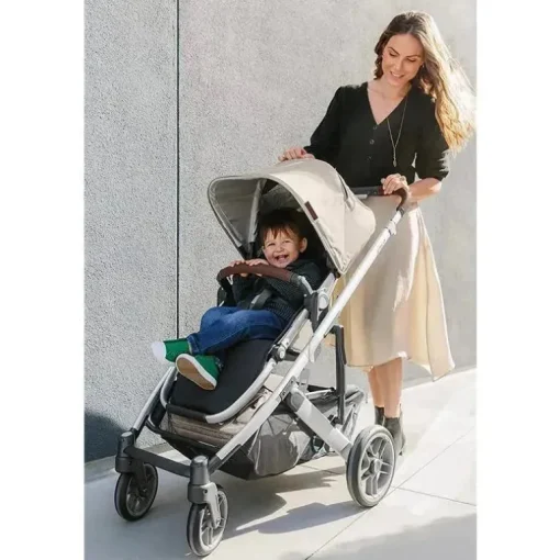 Uppababy - Cruz V2 Stroller, Declan (Oat Mélange/Silver Frame/Chestnut Leather)