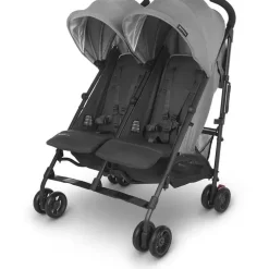 Uppababy - G-LINK V2 Side by Side Double Stroller, Greyson (Charcoal Melange/Carbon)