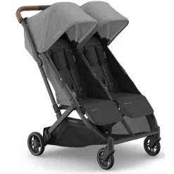 Uppababy - Minu Duo Side By Side Compact Double Stroller, Greyson (Charcoal Mélange/Carbon Frame/Saddle Leather)