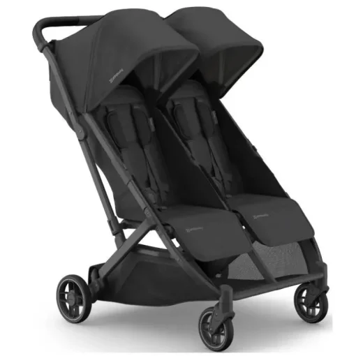 Uppababy - Minu Duo Side By Side Compact Double Stroller, Jake (Charcoal/Carbon Frame/Black Leather)