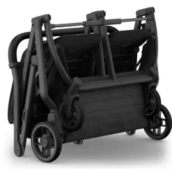 Uppababy - Minu Duo Side By Side Compact Double Stroller, Jake (Charcoal/Carbon Frame/Black Leather)