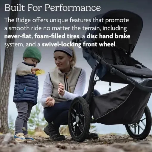 Uppababy - Ridge Jogging Stroller, Theo (taupe escuro/estrutura de carbono)
