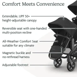 Uppababy - Rumbleseat V3 Second Lower Seat, Jake (Charcoal/Carbon Frame/Black Leather)