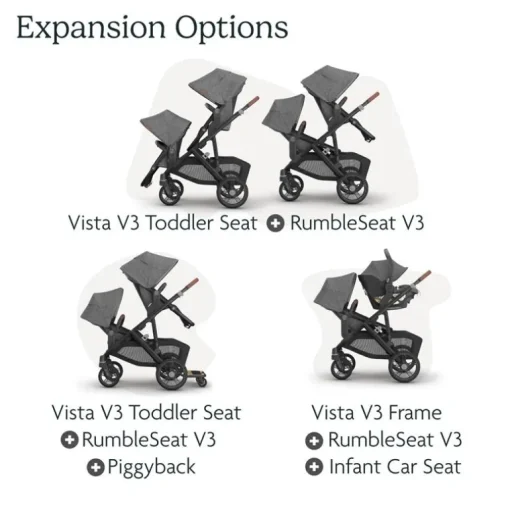 Uppababy - Rumbleseat V3 Second Lower Seat, Callum (Stone Blue/Silver Frame/Sand Leather)