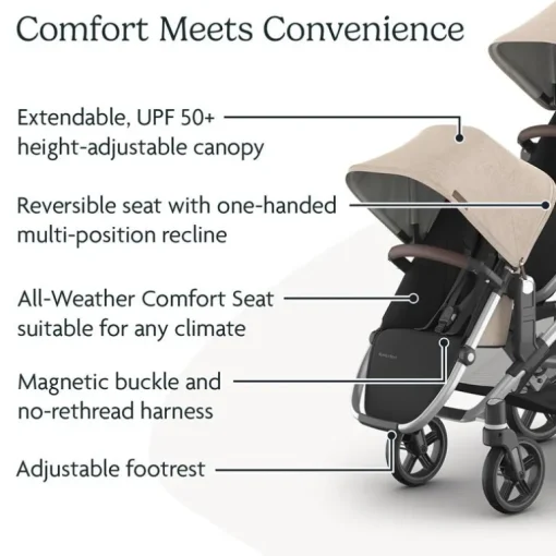 Uppababy - Rumbleseat V3 Second Lower Seat, Declan (Oat Mélange/Silver Frame/Chestnut Leather)