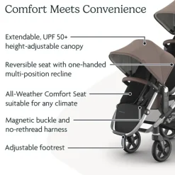 Uppababy - Rumbleseat V3 Second Lower Seat, Theo (Dark Taupe/Silver Frame/Chestnut Leather)