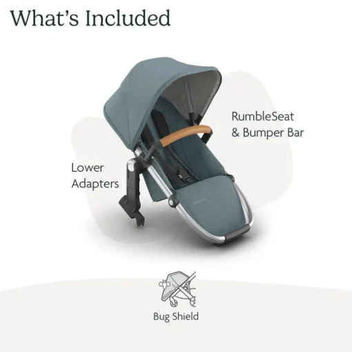 Uppababy - Rumbleseat V3 Second Lower Seat, Callum (Stone Blue/Silver Frame/Sand Leather)