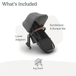 Uppababy - Rumbleseat V3 Second Lower Seat, Greyson (Charcoal Mélange/Carbon Frame/Saddle Leather)