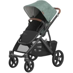 Uppababy - Vista V3 Stroller, Gwen (verde mesclado/estrutura de carbono/couro de sela)