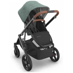Uppababy - Vista V3 Stroller, Gwen (verde mesclado/estrutura de carbono/couro de sela)