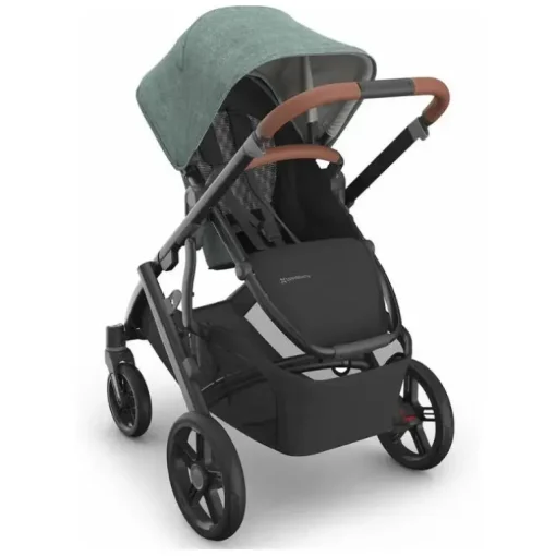 Uppababy - Vista V3 Stroller, Gwen (verde mesclado/estrutura de carbono/couro de sela)