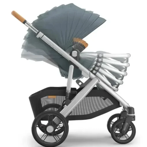 Uppababy - Vista V3 Stroller, Callum (azul pedra/estrutura prateada/couro areia)