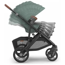 Uppababy - Vista V3 Stroller, Gwen (verde mesclado/estrutura de carbono/couro de sela)