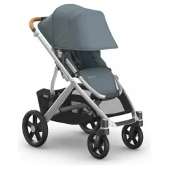 Uppababy - Vista V3 Stroller, Callum (azul pedra/estrutura prateada/couro areia)