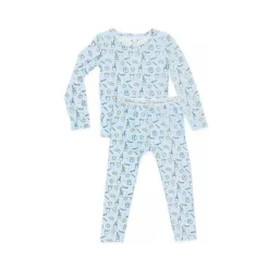 Urso Bellabu - Conjunto de pijama azul bebê de duas peças com leite e biscoitos