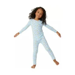 Urso Bellabu - Conjunto de pijama azul bebê de duas peças com leite e biscoitos