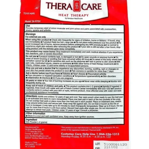 Veridian - 2 Pk Theracare Heat Wraps, costas/quadris