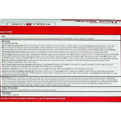 Veridian - 2 Pk Theracare Heat Wraps, costas/quadris