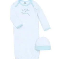 Vestido e chapéu Little Me - Boy Thank Heaven, listra azul claro, 0/3M