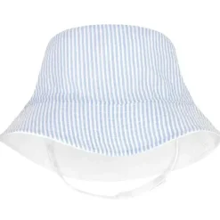 Wee Ones – Chapéu de sol Seersucker com aba reversível e babados para meninas, listras azuis