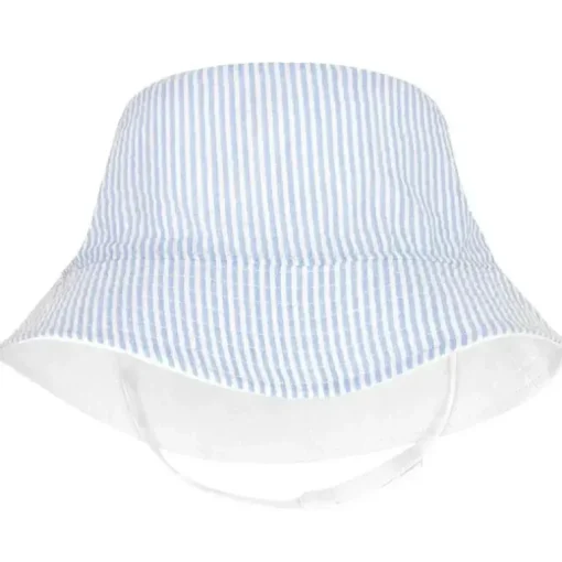 Wee Ones – Chapéu de sol Seersucker com aba reversível e babados para meninas, listras azuis