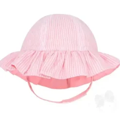 Wee Ones – Chapéu de sol Seersucker com aba reversível e babados para meninas, listras rosa