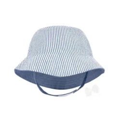 Wee Ones – Chapéu de sol Seersucker reversível para meninos, listras azuis