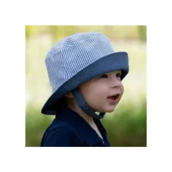 Wee Ones – Chapéu de sol Seersucker reversível para meninos, listras azuis