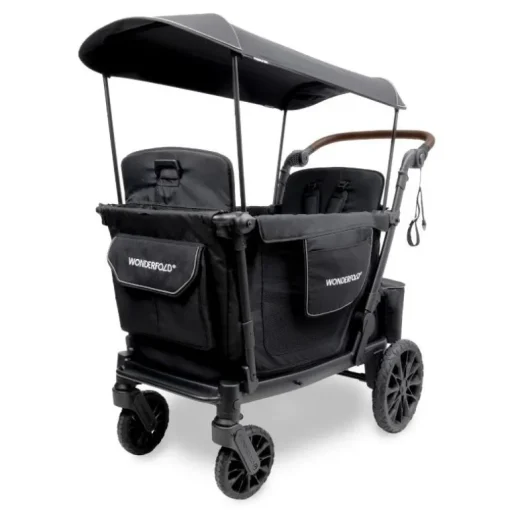 WonderFold - L4 Quad Stroller Wagon (4 Seater) Black
