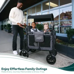 Wonderfold - W2 Luxe Pro Double Stroller For 2 kids, Charcoal Gray