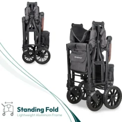 Wonderfold - W2 Luxe Pro Double Stroller For 2 kids, Charcoal Gray