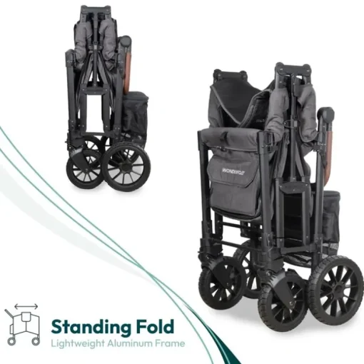 Wonderfold - W2 Luxe Pro Double Stroller For 2 kids, Charcoal Gray