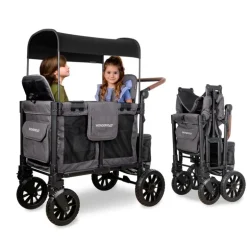 Wonderfold - W4 Luxe Pro Quad Stroller For 4 Kids, Charcoal Gray