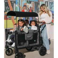 Wonderfold - W4 Luxe Pro Quad Stroller For 4 Kids, Charcoal Gray