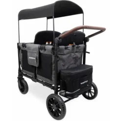 Wonderfold - W4 Luxe Pro Quad Stroller For 4 Kids, Charcoal Gray